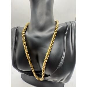 Talbots Gold Tone Woven Chain Necklace 16” Short Collar Classic